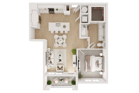 Floor plan for 1 bed, 1 bath, 812 sqft